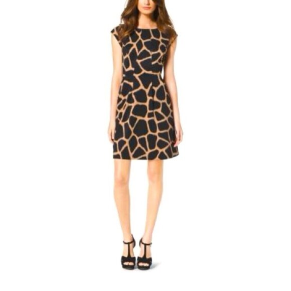 Michael Kors Black and Tan Midi Dress - Picture 6 of 9